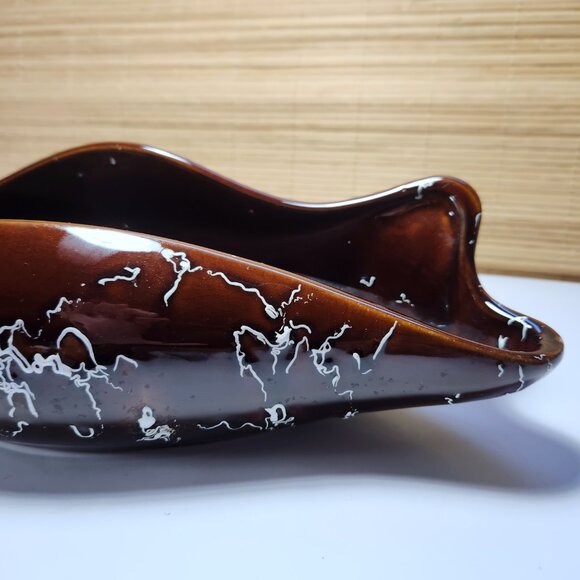 Vintage Vase Planter Beauceware Canada TV Top Ceramic Variegated Brown MCM - Picture 3 of 9